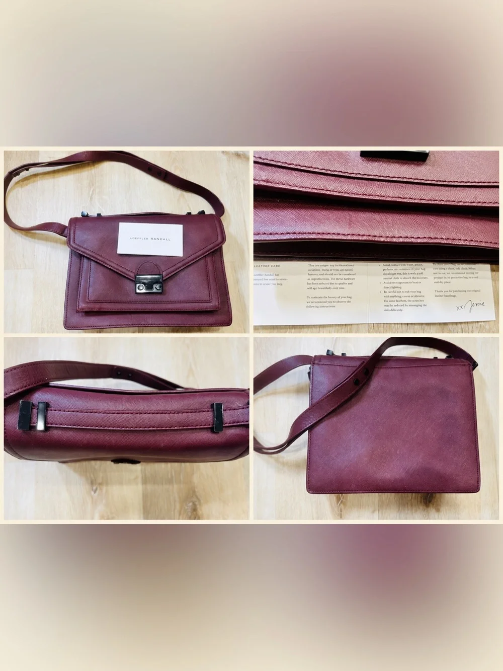 Loeffler Randall Mini Rider Burgundy Leather Crossbody Bag Style